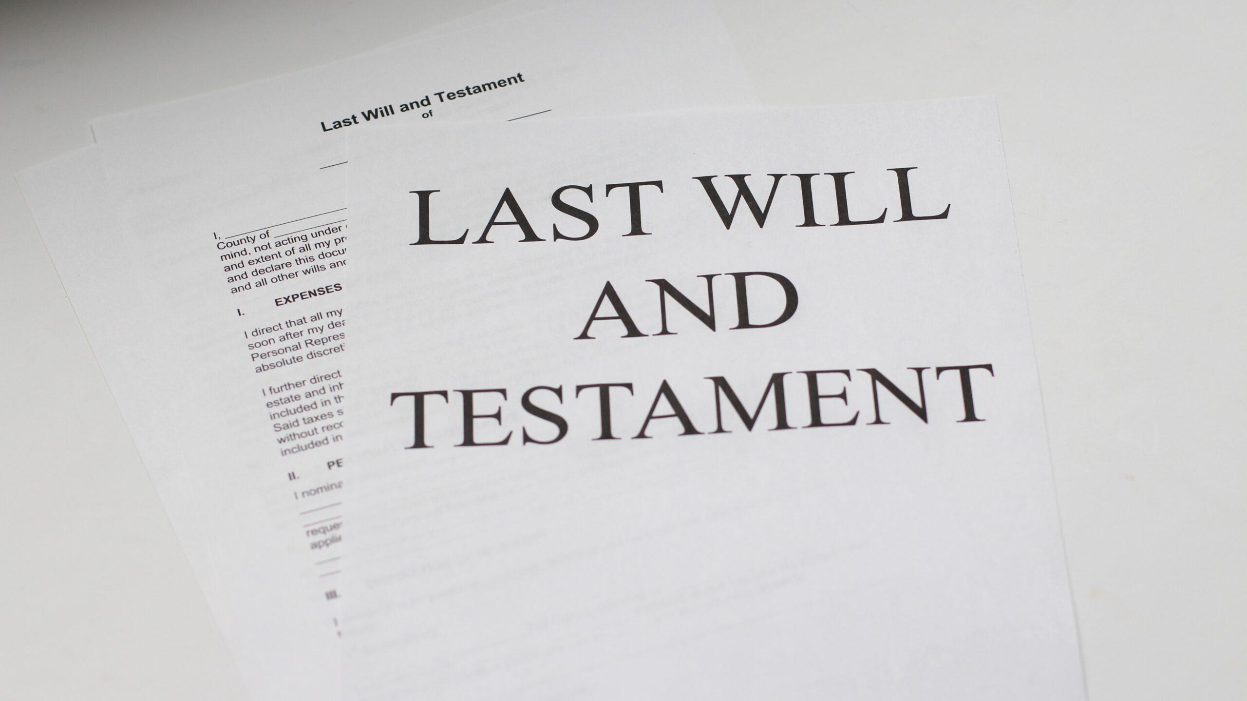 Dokument letzter Wille und Testament